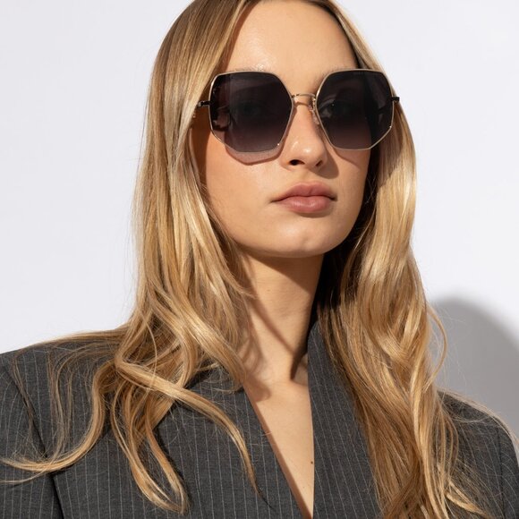 Marc Jacobs MARC 730/S 0RHL 9O Sunglasses Gold/Black Geometric Frame,Grey Lenses - Picture 3 of 9